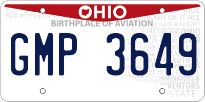OH license plate GMP3649