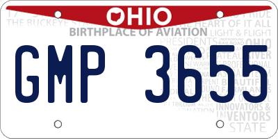 OH license plate GMP3655