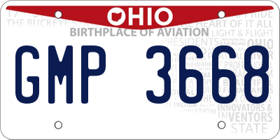 OH license plate GMP3668