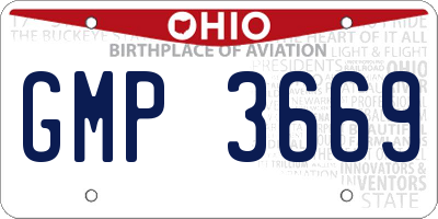 OH license plate GMP3669