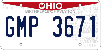 OH license plate GMP3671