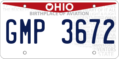 OH license plate GMP3672