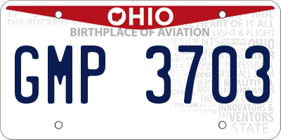 OH license plate GMP3703