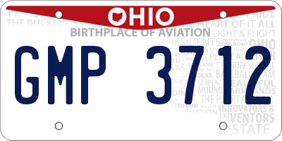 OH license plate GMP3712