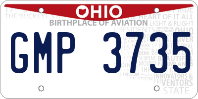OH license plate GMP3735