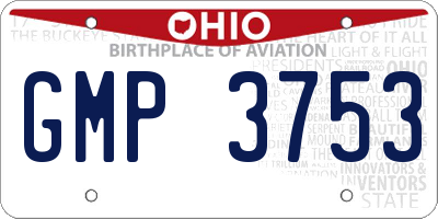 OH license plate GMP3753