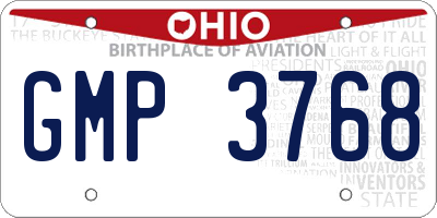OH license plate GMP3768