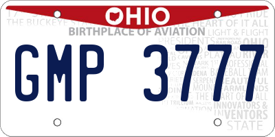 OH license plate GMP3777
