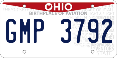 OH license plate GMP3792