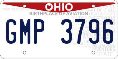 OH license plate GMP3796