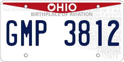 OH license plate GMP3812