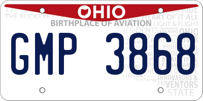 OH license plate GMP3868