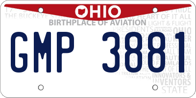 OH license plate GMP3881