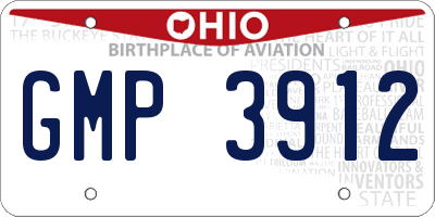 OH license plate GMP3912