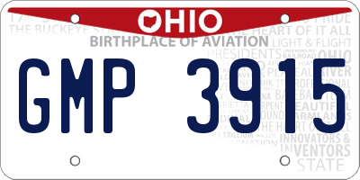 OH license plate GMP3915