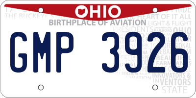 OH license plate GMP3926