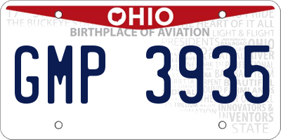 OH license plate GMP3935