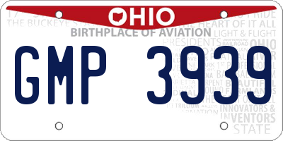 OH license plate GMP3939