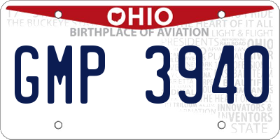 OH license plate GMP3940