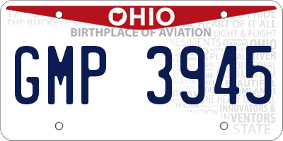 OH license plate GMP3945