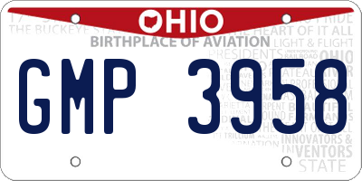 OH license plate GMP3958