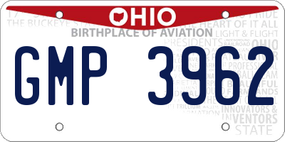 OH license plate GMP3962