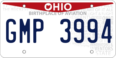 OH license plate GMP3994