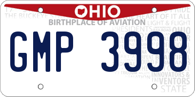OH license plate GMP3998