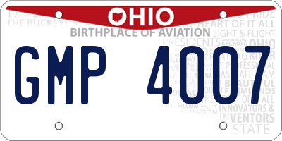 OH license plate GMP4007