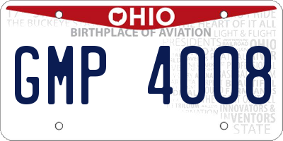 OH license plate GMP4008