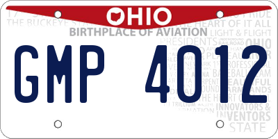 OH license plate GMP4012
