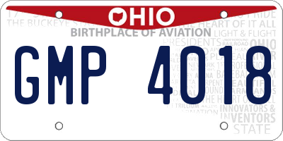 OH license plate GMP4018
