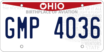 OH license plate GMP4036