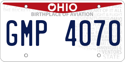 OH license plate GMP4070