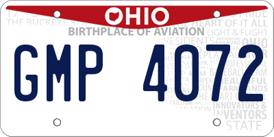 OH license plate GMP4072