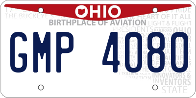 OH license plate GMP4080