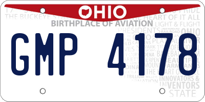 OH license plate GMP4178