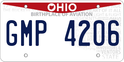 OH license plate GMP4206