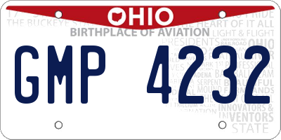 OH license plate GMP4232