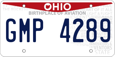 OH license plate GMP4289