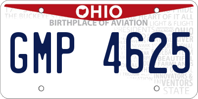 OH license plate GMP4625