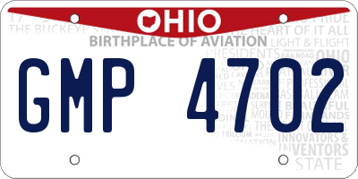 OH license plate GMP4702