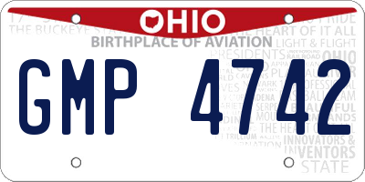 OH license plate GMP4742