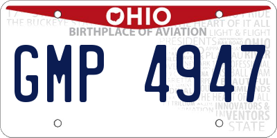 OH license plate GMP4947