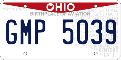 OH license plate GMP5039