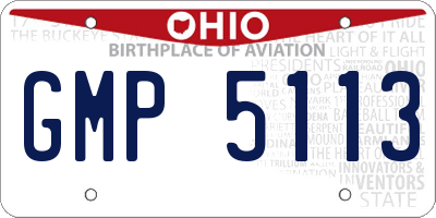 OH license plate GMP5113