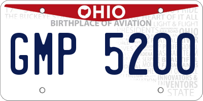 OH license plate GMP5200