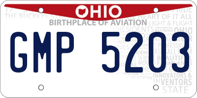 OH license plate GMP5203