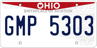 OH license plate GMP5303