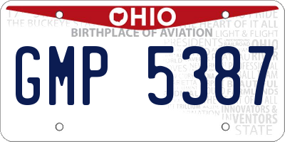 OH license plate GMP5387